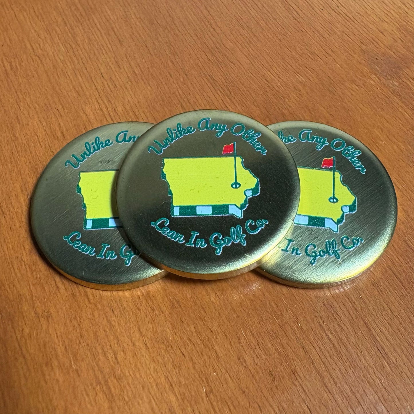 Lean In Masters themed ball markers