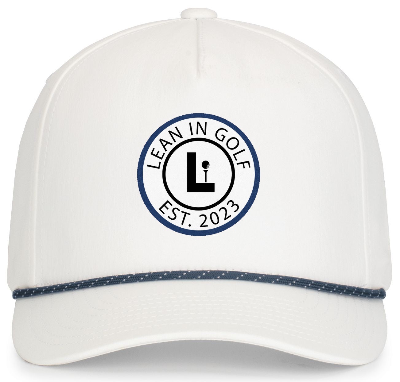 White Lean In Golf Circle Logo with Blue Rope