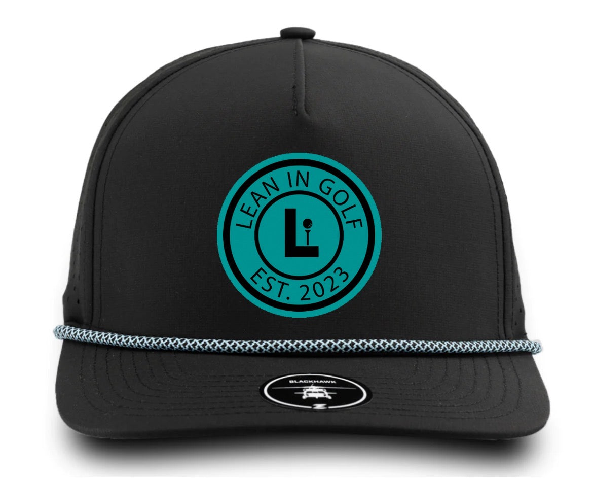 Lean In Circle Logo Black/Teal Moisture Wicking Snapback