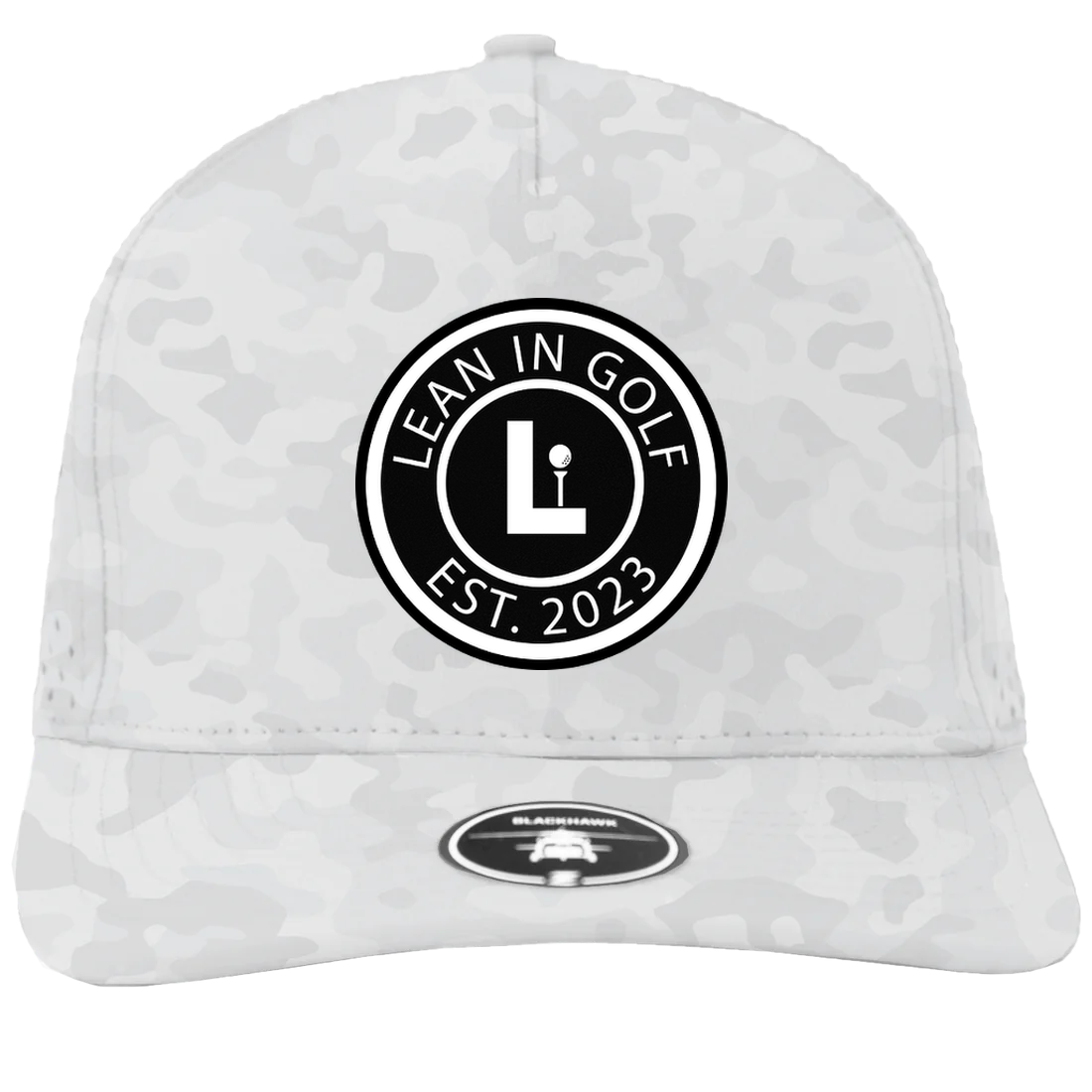 Lean In White Camo Circle Logo
