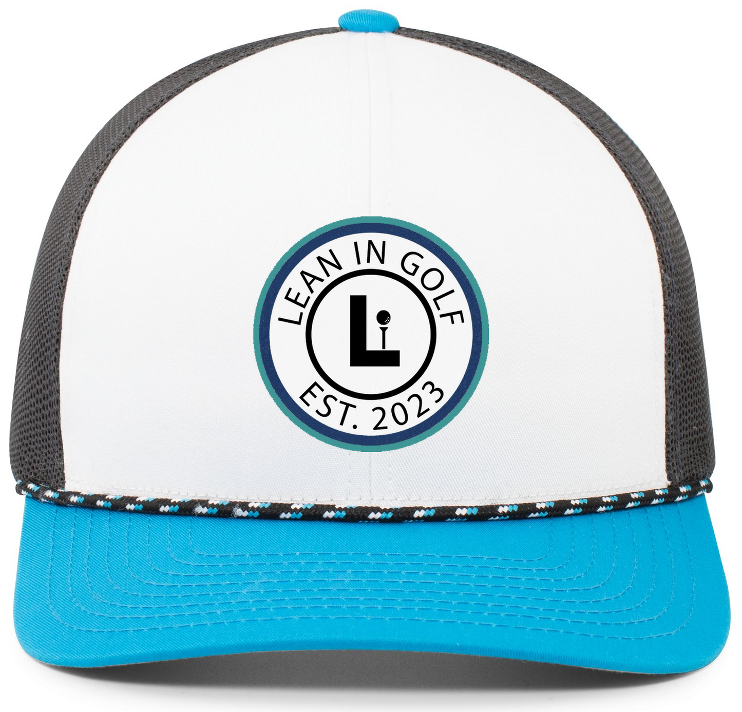 Lean In Circle Logo Rope Trucker Hat Charcoal and Teal